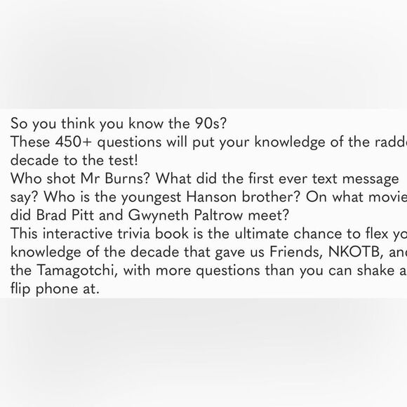 Urban Outfitters “Quizpedia The 90’s” Coffee Table Book - Picture 4 of 4